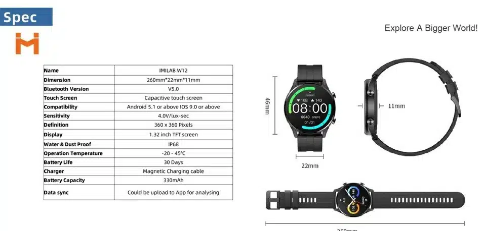 Imilab W12 Smart Watch Price In Pakistan 18 IMILAB W12 Smart Watch Price in Pakistan