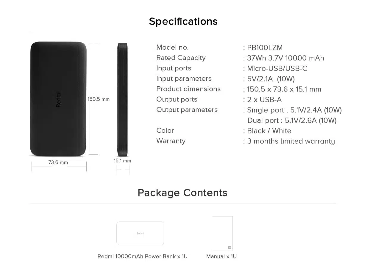 Redmi Power Bank 10000Mah Price In Pakistan 10 redmi powerbank 10w 1000mah 10
