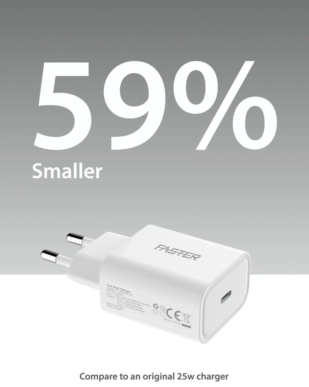 25W Pd Faster Eu Type-C Super Fast Charging Adapter For Samsung &Amp; Iphone 2 FASTER -PD25W-EU- Type-C- Super -Fast- Charging- Adapter- For -Samsung & iPhone