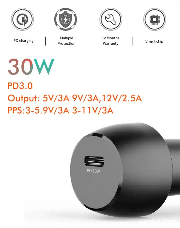 Faster Car Charger Pd30W Pd2.0,Pd3.0 &Amp; Pps Qc 4.0A Supported 3 FASTER PD30W DESC 2