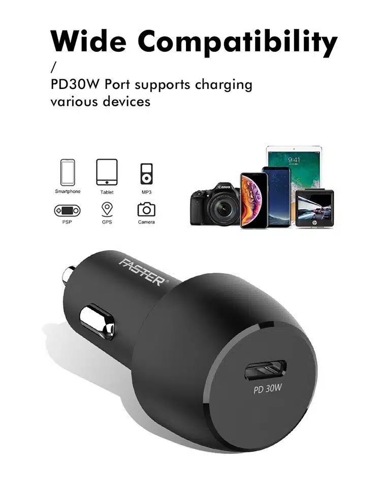 Faster Car Charger Pd30W Pd2.0,Pd3.0 &Amp; Pps Qc 4.0A Supported 5 FASTER PD30W DESC 4