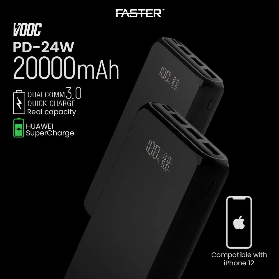 Faster Pd-24W Powerbank 20000 Mah Pd+Qualcomm Charge 3.0 4 faster-pd-24w PD-20000mah-3