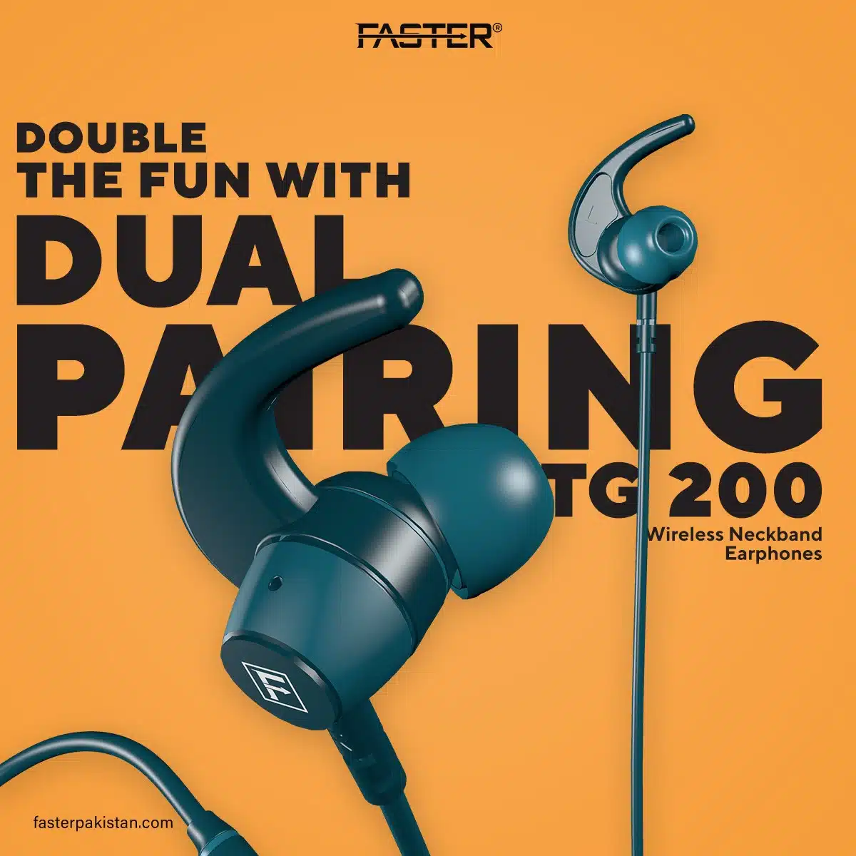 Faster Tg200 Gaming Wireless Neckband Earphones 2 FASTER -TG200- Wireless -Gaming E-Sports- Soft- Silicone- Magnetic -Neckband -Earphone