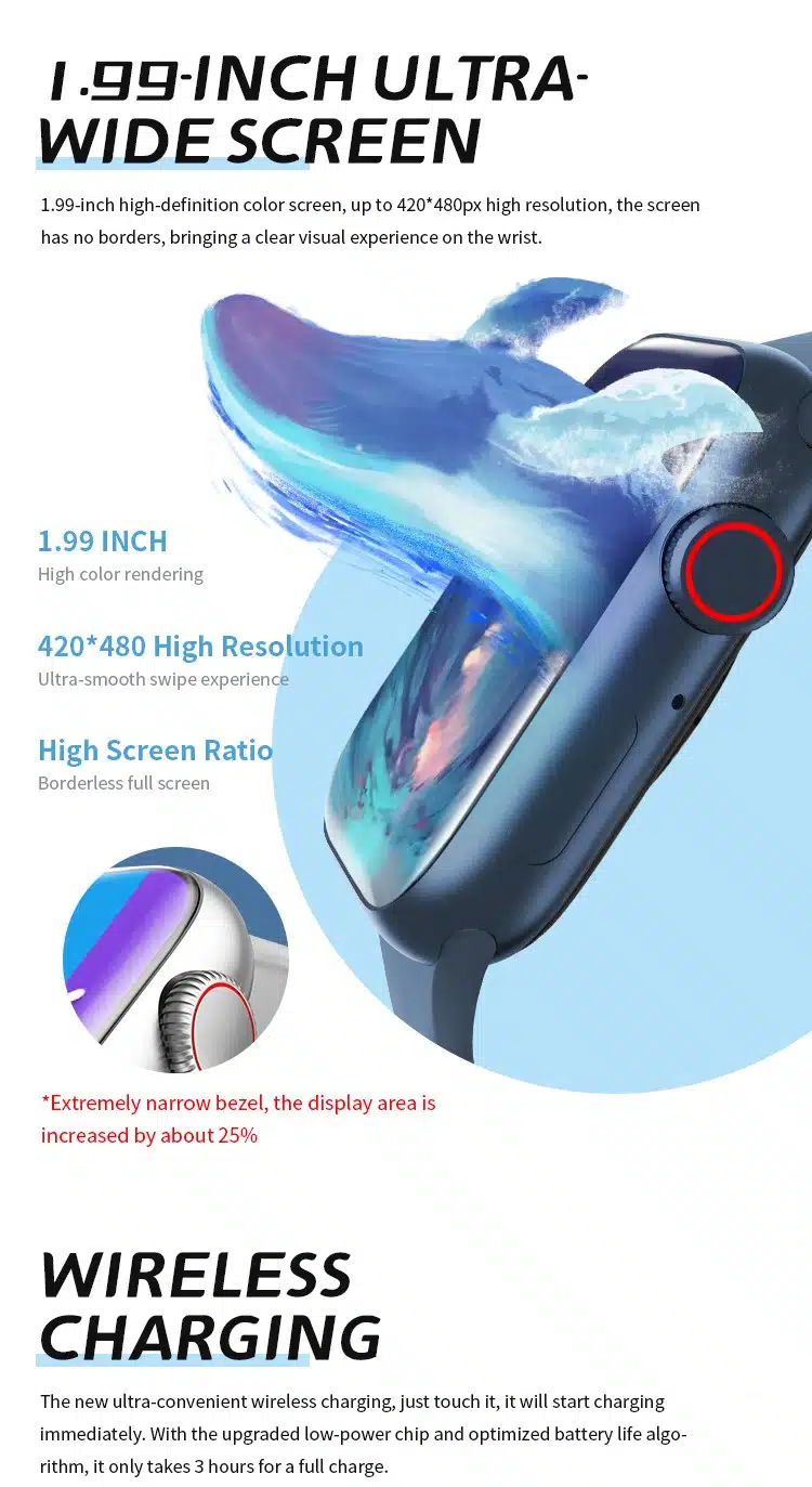 Hw7 Max Smart Watch 1.99 Full Screen Series 7 Stainless Steel – Black 3 Watch -7 -Stainless- Steel- Hw7- MAX -Smart -Watch – Black