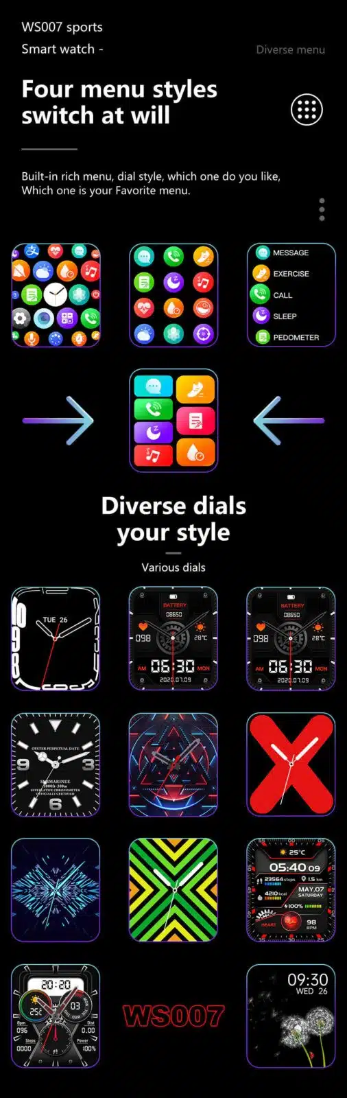 Ws007 Smartwatch 2.0Inch Wireless Charging Bluetooth Nfc Smartwatch 13 WS007 Smartwatch 2.0