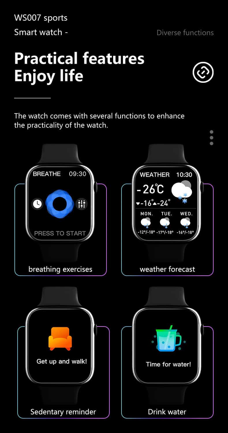 Ws007 Smartwatch 2.0Inch Wireless Charging Bluetooth Nfc Smartwatch 17 WS007 Smartwatch 2.0