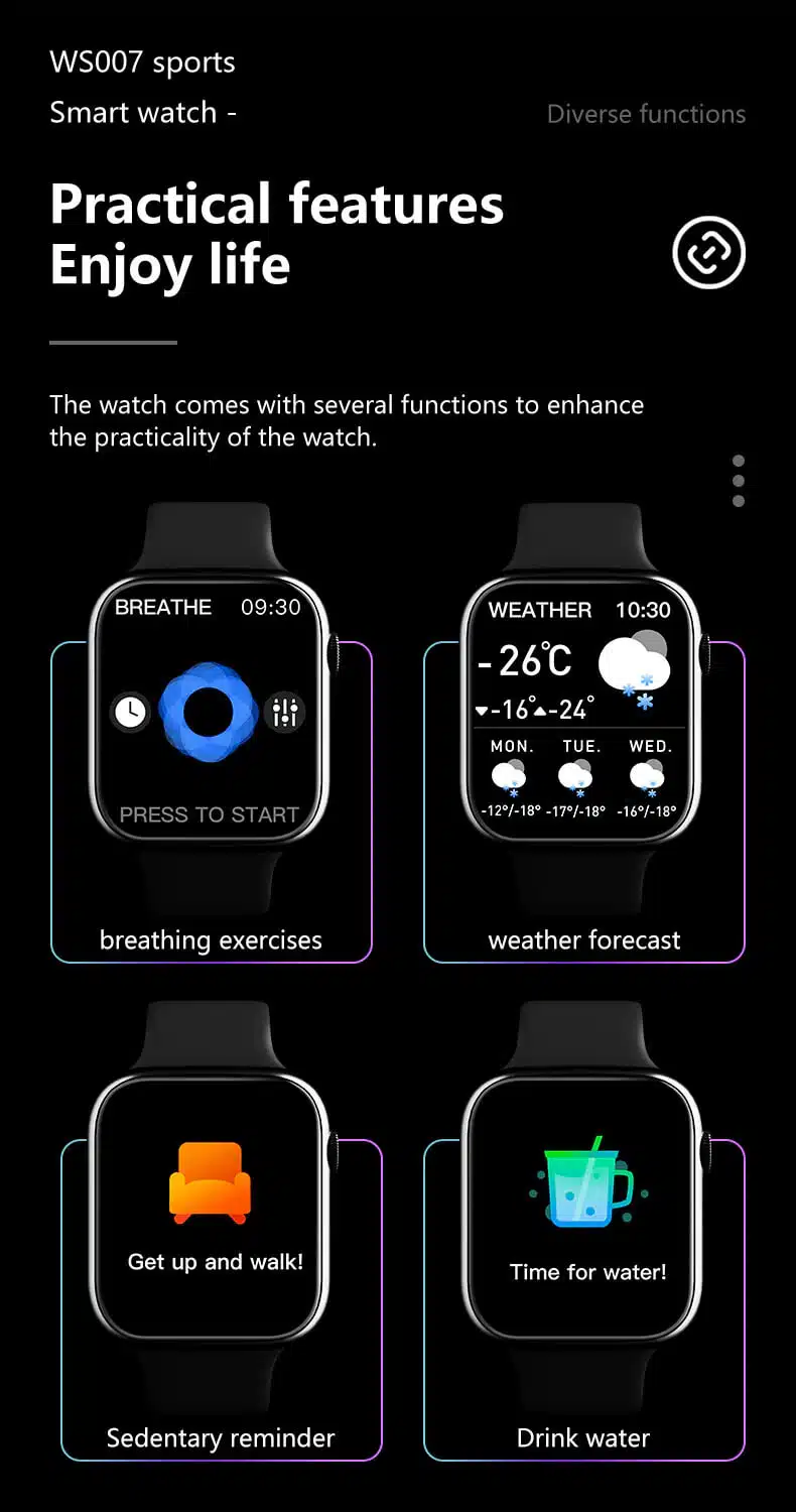 Ws007 Smartwatch 2.0Inch Wireless Charging Bluetooth Nfc Smartwatch 17 WS007 Smartwatch 2.0