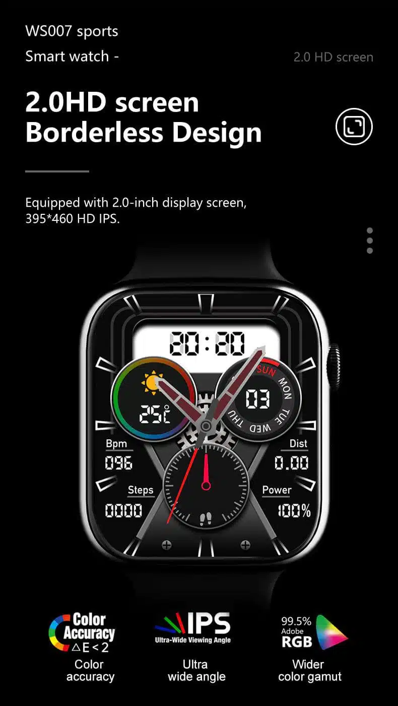 Ws007 Smartwatch 2.0Inch Wireless Charging Bluetooth Nfc Smartwatch 9 WS007 Smartwatch 2.0inch