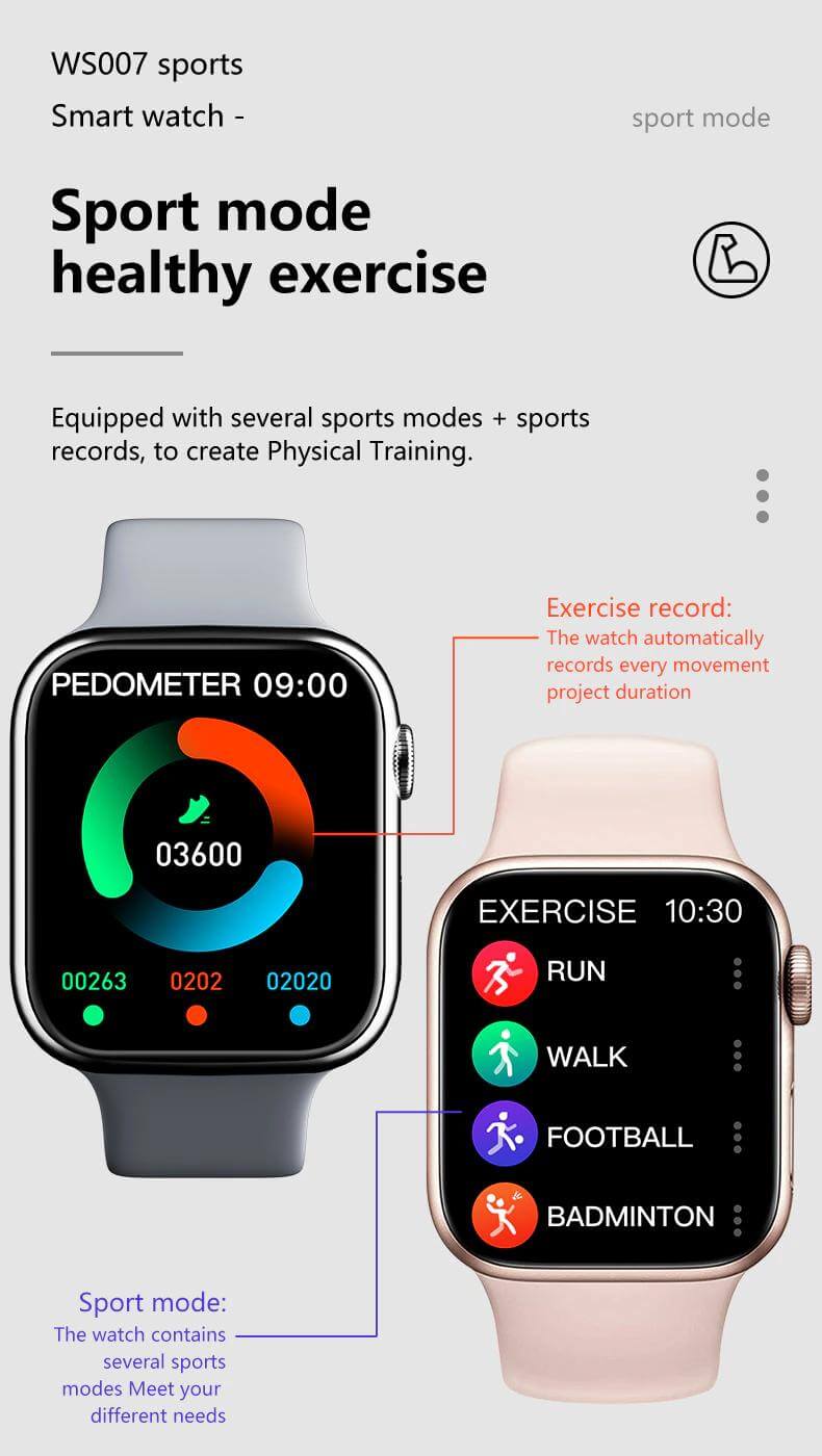 Ws007 Smartwatch 2.0Inch Wireless Charging Bluetooth Nfc Smartwatch 7 WS007 Smartwatch 2.0inch