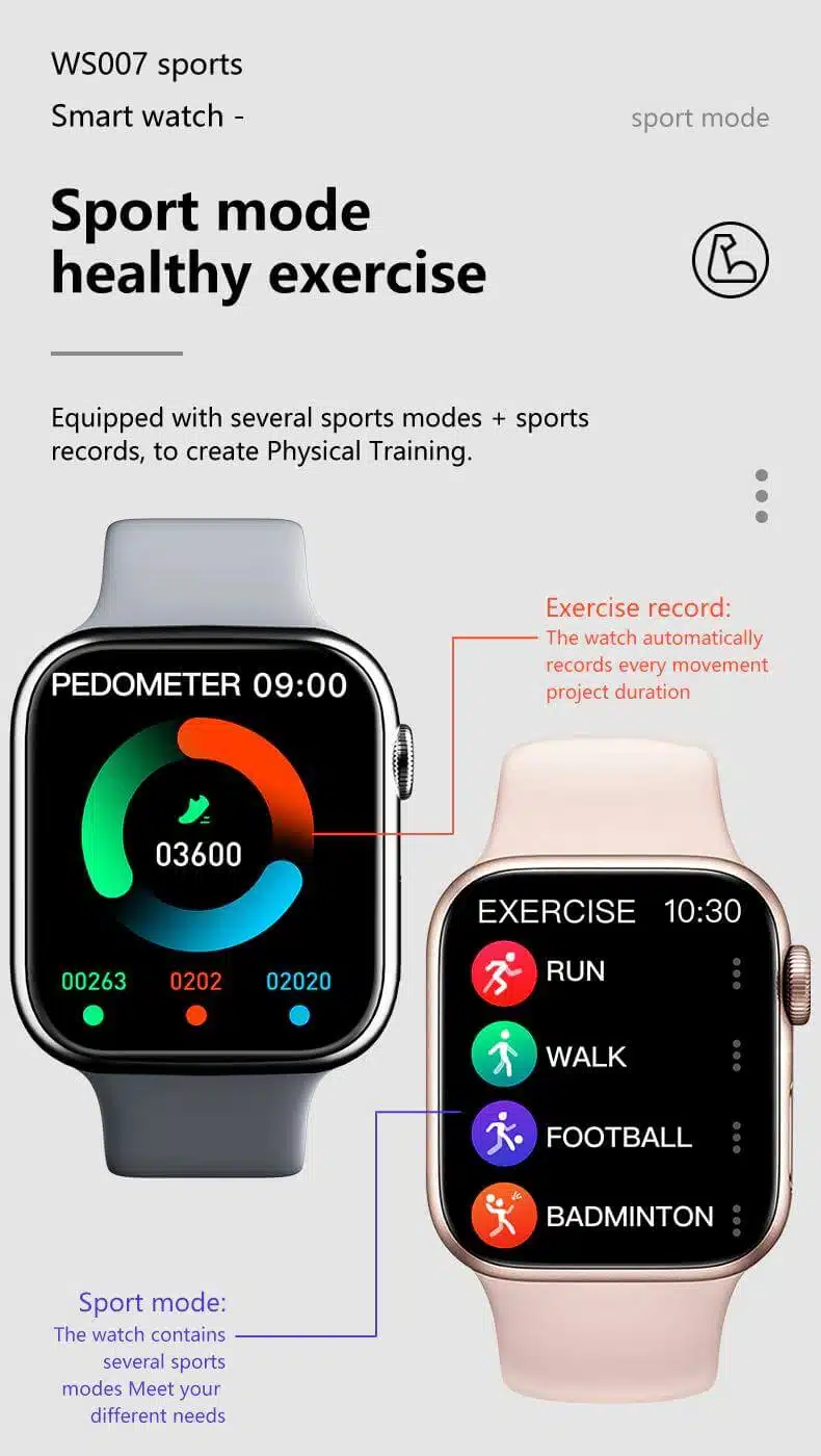 Ws007 Smartwatch 2.0Inch Wireless Charging Bluetooth Nfc Smartwatch 7 WS007 Smartwatch 2.0inch
