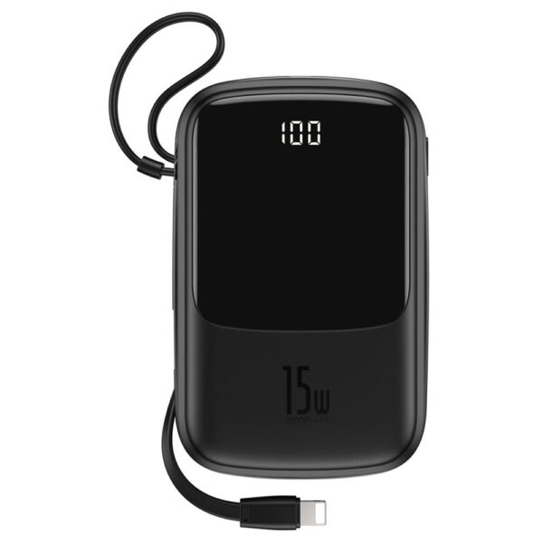 Baseus Q Pow Power Bank 10000mAh with built-in iPhone cable