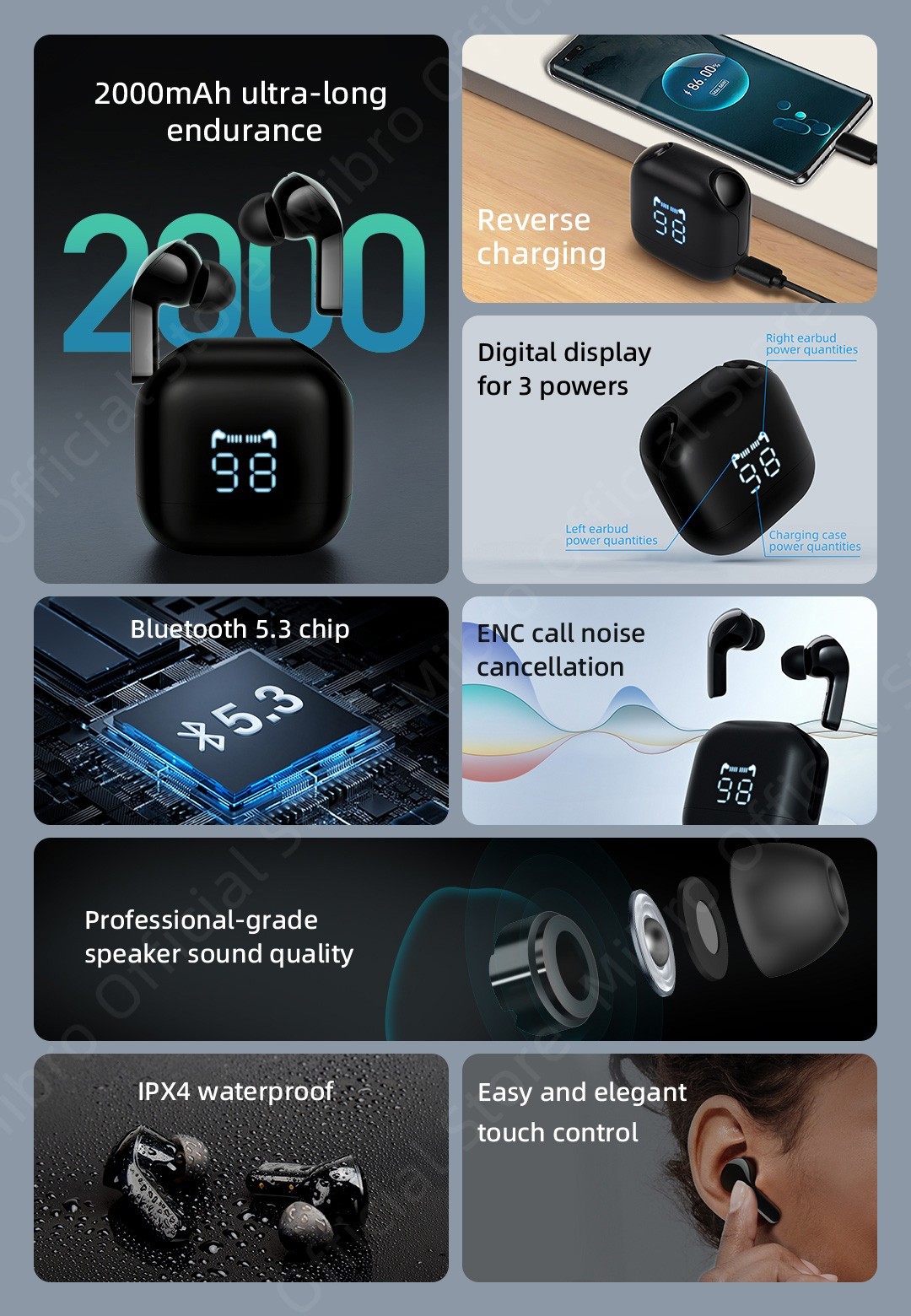 Mibro- Earbuds- 3- Pro- TWS- 2000mAh- Reverse -Charging -Bluetooth- 5.3 -Sport- Headphone 