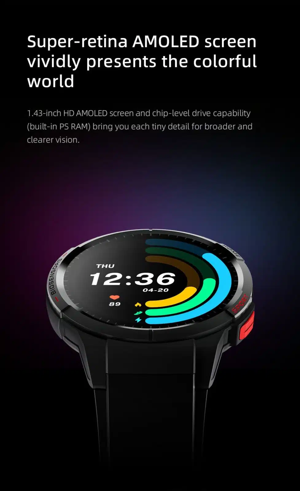 Mibro Gs Smartwatch Amoled Gps With Always On Display Price In Pakistan 5 Mibro -GS- Smartwatch- GPS- Positioning- 460mAh- Battery- AOD -1.43- Sport- Waterproof- Smart- Watch