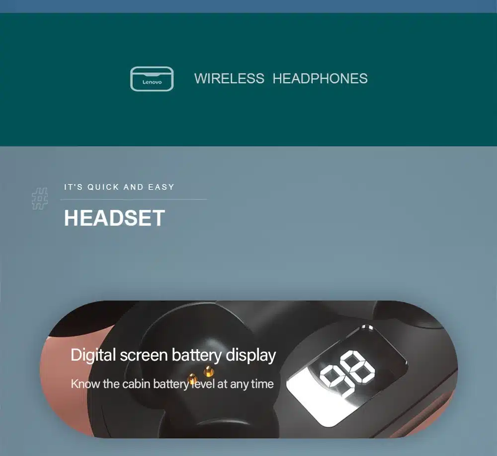 Lenovo Xt91 Tws Wireless Earbuds Gaming Headset Bass Noise Reduction Mic 5 Original -lenovo- xt91- tws -wireless- control- gaming- headset- bass- noise- reduction- mic