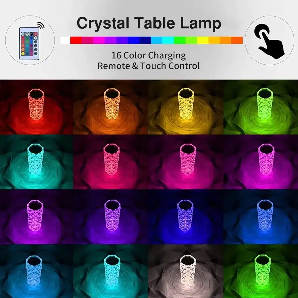 Crystal Usb Romantic Rose Diamond Table Lamps 16 Color Bedroom Living Room Party Dinner Decor 3 Crystal Diamond Table Lamp-05