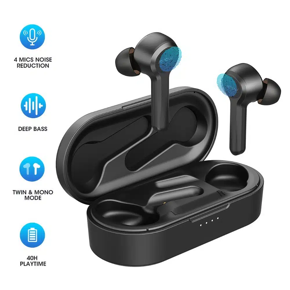 Mpow M9 Wireless Earbuds Bluetooth 5.0 Noise Cancelling Stereo Headphones 10 Mpow- M9 -In-Ear- Wireless -Bluetooth -5.0- Noise- Cancelling -Stereo- Headphones -IPX7- Waterproof- with- 30h- Playtime -for -iOS -Android- Smartphone,-black