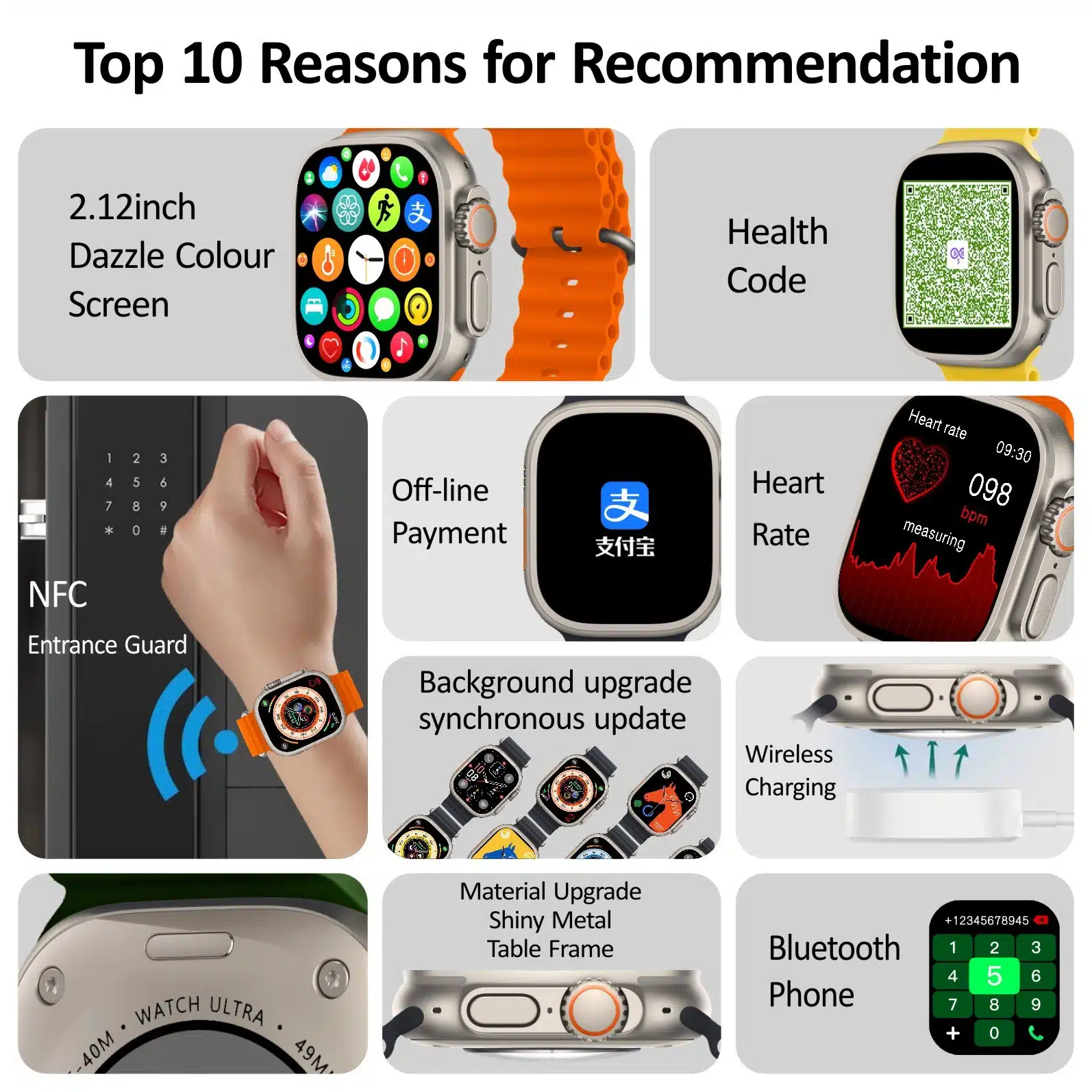 Hk8 Pro Smart Watch Series 8 49Mm 2.12 Inch Hd Screen Bluetooth Call Nfc 9 2023- latest- smart- watch- Huawei- HK8 -Pro- Smart- Watch -Series- 8- Max- Ultra- 49mm- HD