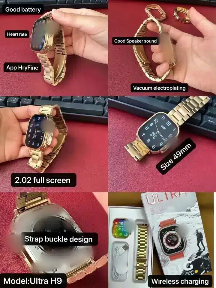 H9 Smart Watch Series 8 Ultra 49Mm Luxury Gold Steel Men Smartwatch 2 H9 Smart Watch 49mm Luxury Gold Steel Men Smartwatch