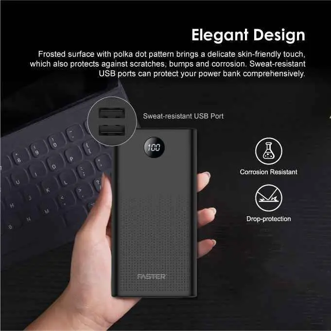 Faster Pd-30 Qualcomm Qc 3.0 Power Bank 30000 Mah 22.5W With Led Display 8 pb-30000mah-powerbank-faster-featured-1