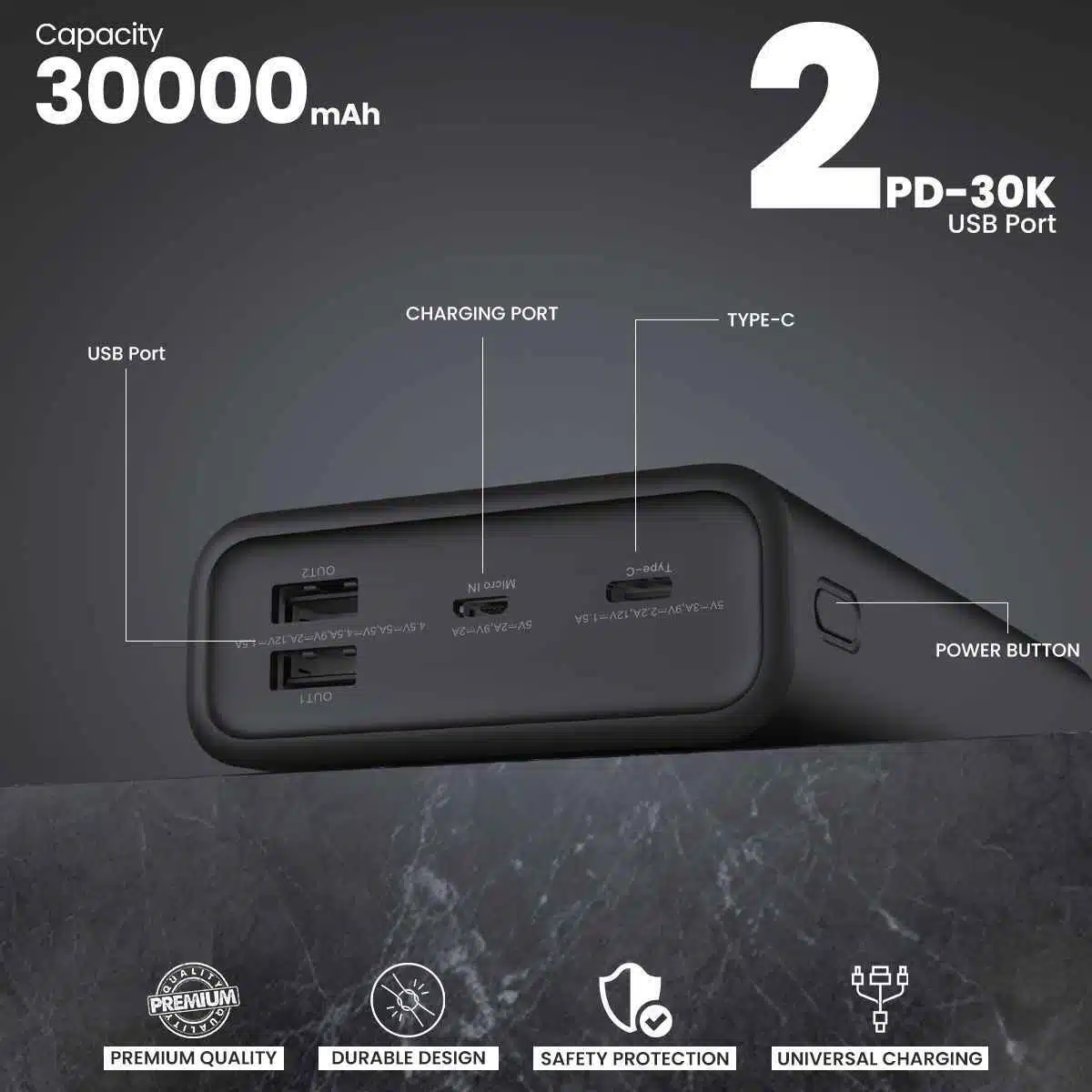 Faster Pd-30 Qualcomm Qc 3.0 Power Bank 30000 Mah 22.5W With Led Display 7 pb-30000mah-powerbank-faster-featured-2