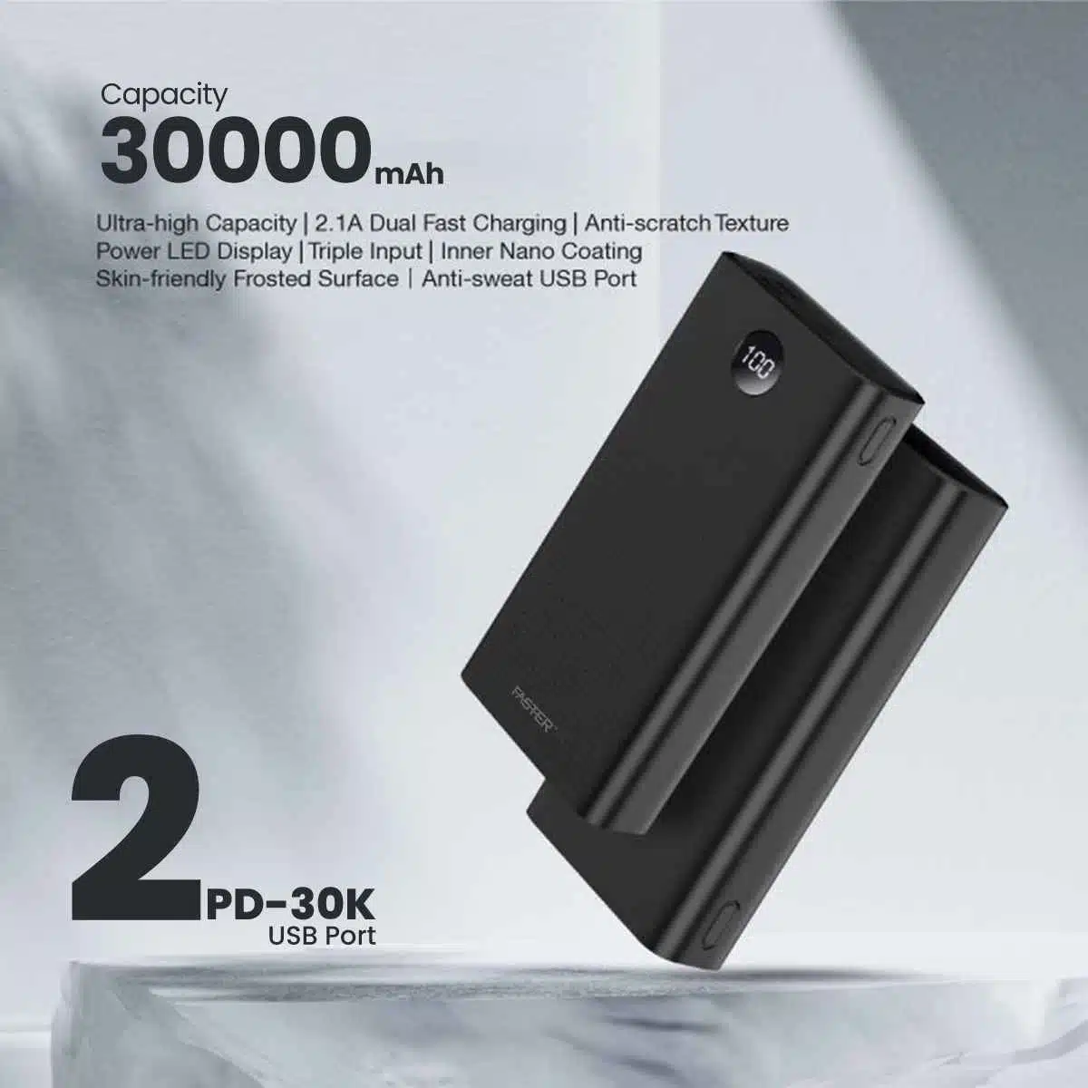 Faster Pd-30 Qualcomm Qc 3.0 Power Bank 30000 Mah 22.5W With Led Display 6 pb-30000mah-powerbank-faster-featured-3