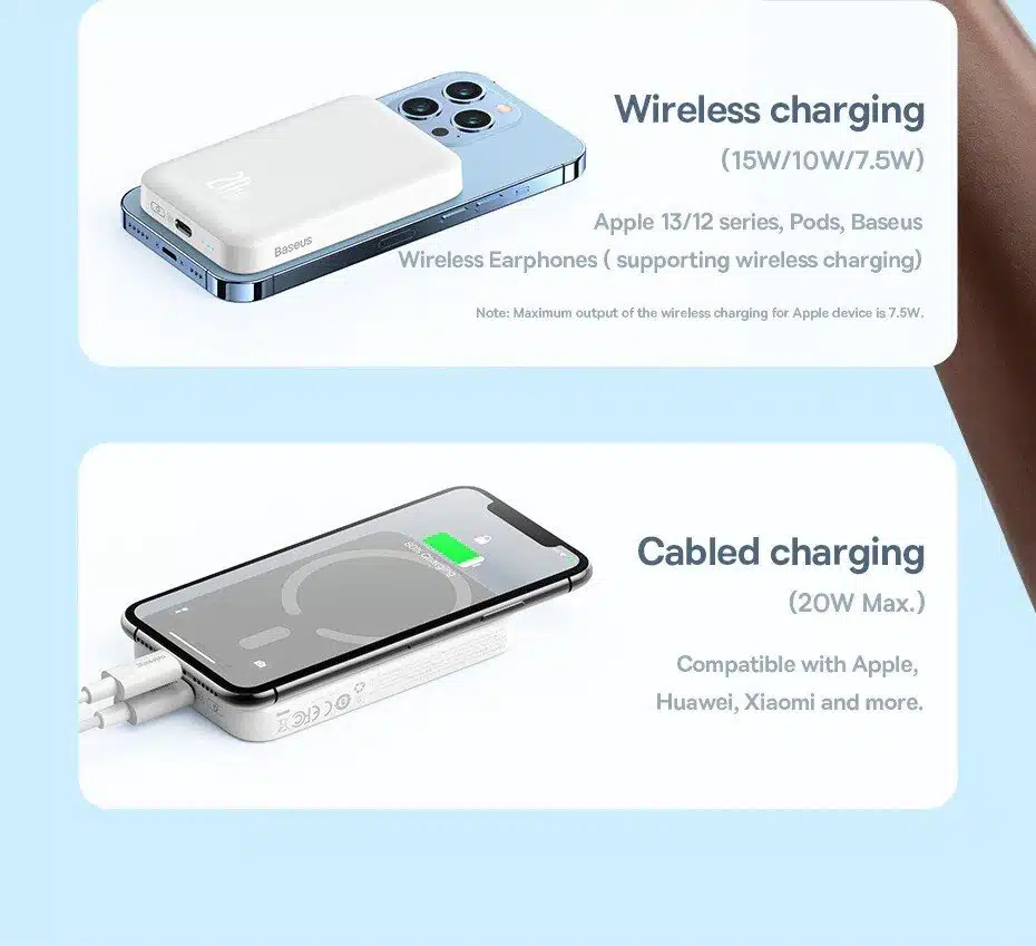 Baseus 20W Magnetic Wireless Charging Power Bank For Iphone 12/13/14/15 Series 4 Baseus-10000mAh-Magnetic-Wireless-Charger-Power-Bank-6000mAh-PD-20W-Powerbank-3