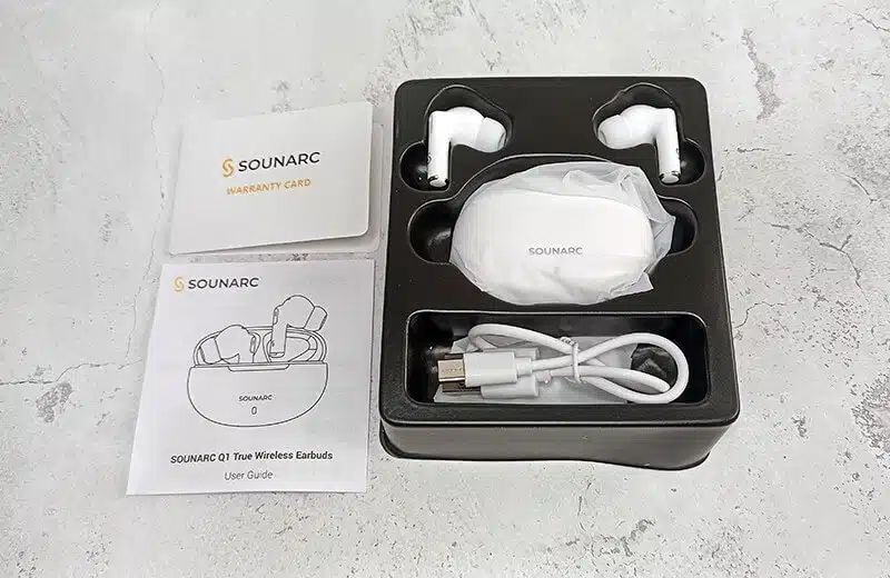 Sounarc Q1 Earbuds Wireless Bluetooth Earphone, 28 Hours Of Playtime, Ergonomic Fit, Shaking Bass. Clear Call, Touch Control – White 10 Sounarc Q1 Earbuds-6