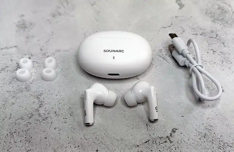 Sounarc Q1 Earbuds Wireless Bluetooth Earphone, 28 Hours Of Playtime, Ergonomic Fit, Shaking Bass. Clear Call, Touch Control – White 5 Sounarc Q1 Earbuds-8