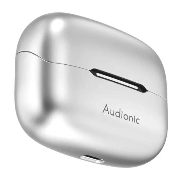 Audionic Trance Airbud 850 Smoky Metal earbuds with charging case open
