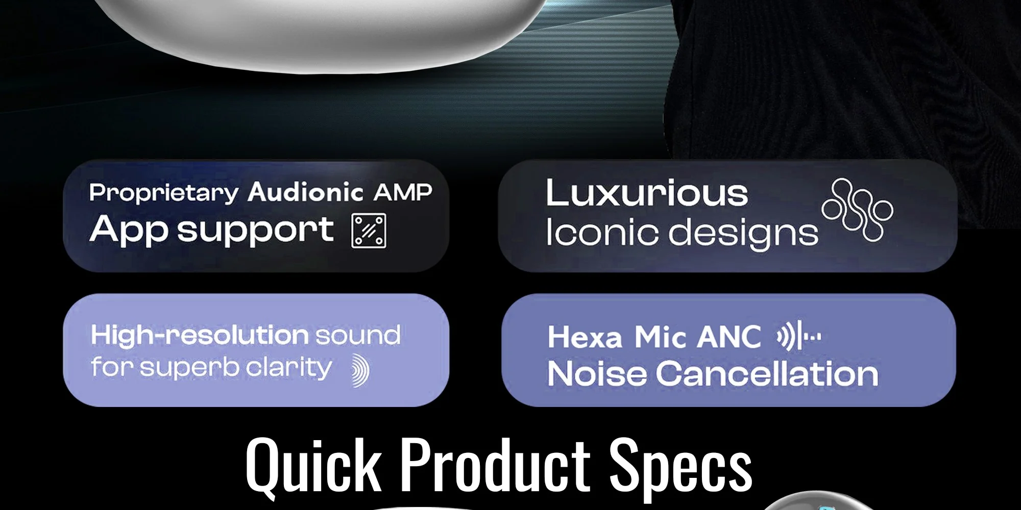 Audionic Trance Airbud 850 With 6 Mics Anc 4 Trance Airbud 850 Hexa Mic with ANC-1