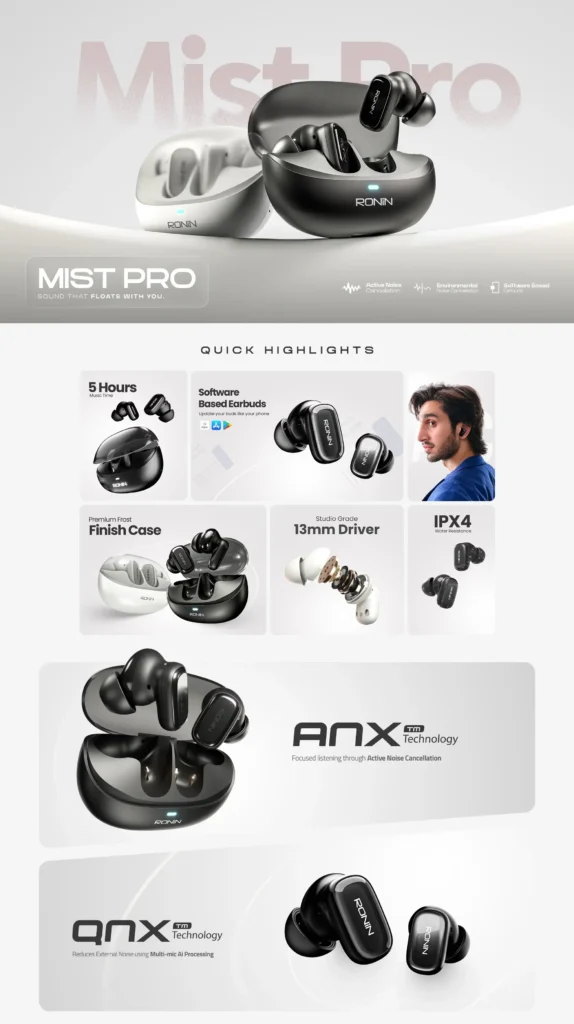 Ronin Mist Pro R-7125 Wireless Earbuds 6 Ronin Mist Pro R-7125 Wireless Earbuds