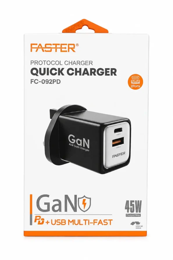 Faster Fc-092Pd 45W Gan Pd Charger 4 Faster FC-092PD Retail Box Packaging