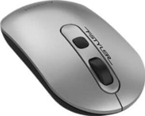 A4Tech FB20S F-Style dual mode wireless mouse in Smoky Grey, angled view