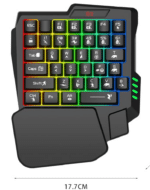 Close-up of M1 Pro one-hand RGB backlit gaming keyboard