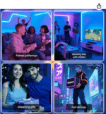 Family and friends playing retro games together with M8 Pro game console