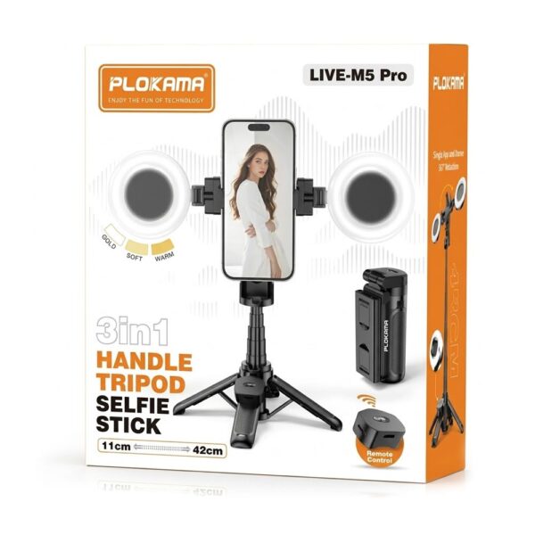 Plokama LIVE-M5 Pro Selfie Stick Tripod Box Pack