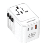 xZone X-TA20 Travel Adapter – 45W GaN with UK EU US plug pins and USB-C USB-A charging ports