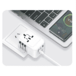 xZone X-TA20 travel adapter charging a laptop and smartphone simultaneously