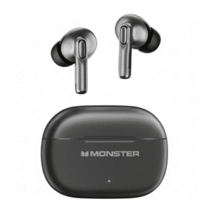 Monster Aura Fit GT36 black ANC and ENC earbuds with charging case