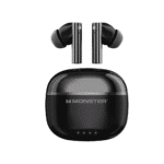 Monster Aura Fit GT36 black wireless earbuds front angle