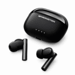 Monster Aura Fit GT36 earbuds and case on white background