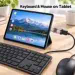 Amaze A12 Pro Type-C OTG adapter connecting a keyboard and mouse to a tablet Amaze A12 Pro Type-C OTG adapter connecting a keyboard and mouse to a tablet