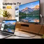 Amaze A145 Type-C to HDMI cable connecting a laptop to a TV in 4K Amaze A145 Type-C to HDMI cable connecting a laptop to a TV in 4K
