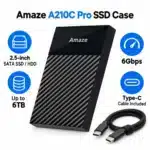Amaze A210C Pro SSD case features Amaze A210C Pro SSD case features: 2.5 inch SATA, up to 6TB, 6Gbps, Type-C cable included