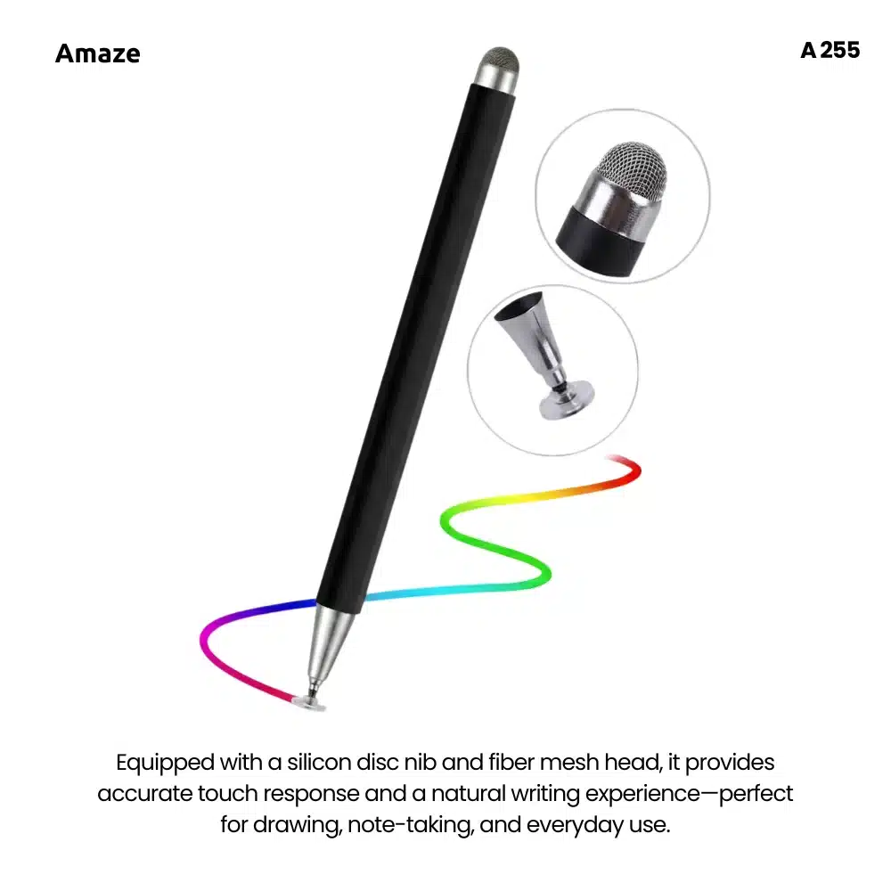 Amaze A255 Twin Tip Universal Stylus Pen – Disc Nib + Mesh Tip, Magnetic Cap 13 Amaze A255 disc stylus pen for drawing and note-taking