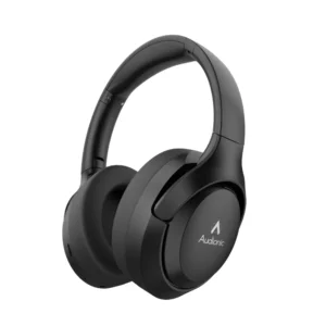 Audionic Trance 100 ANC wireless headphones in Carbon Black, angled front view