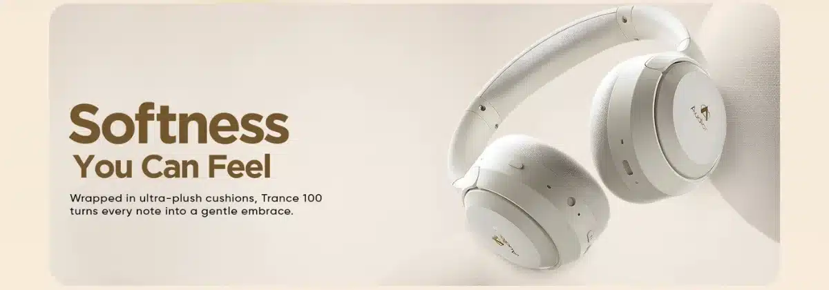 Audionic Trance 100 Anc Wireless Headphones 53 Audionic Trance 100 in Beige with soft cushioned ear cups