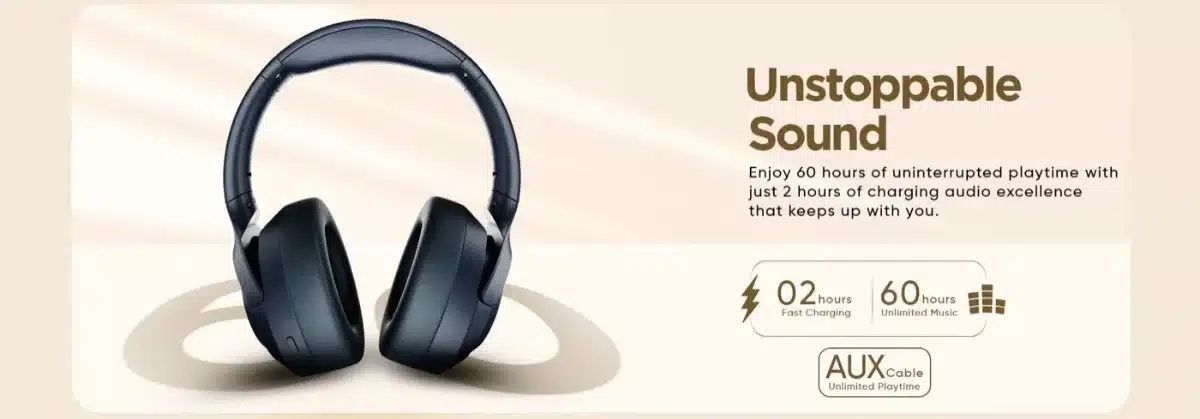Audionic Trance 100 Anc Wireless Headphones 52 Audionic Trance 100 with 60 hours playtime, fast charging and AUX cable support