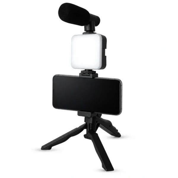 Ay-49 Vlogging Kit With Mini Tripod, Phone Holder, Led Light And Microphone AY-49 vlogging kit with mini tripod, phone holder, LED light and microphone