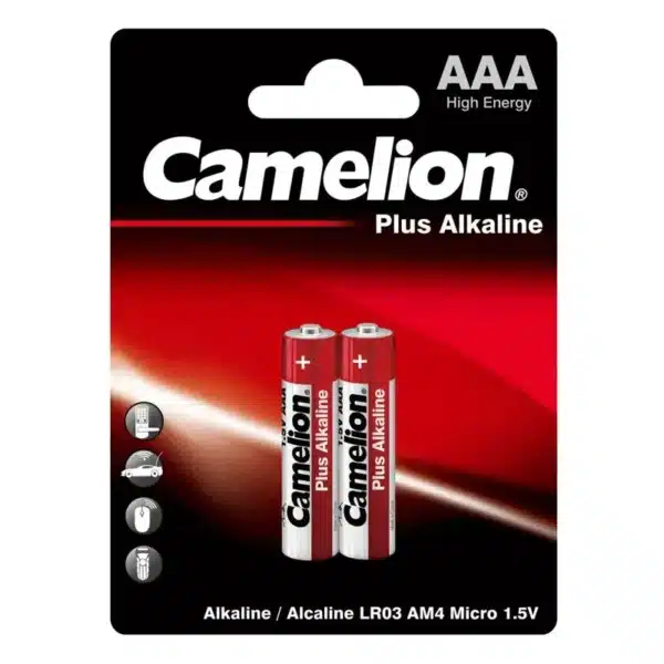 Camelion Plus Alkaline Aaa Lr03 1.5V Batteries, Pack Of 2 Camelion AAA battery, Plus Alkaline LR03 1.5V, pack of 2